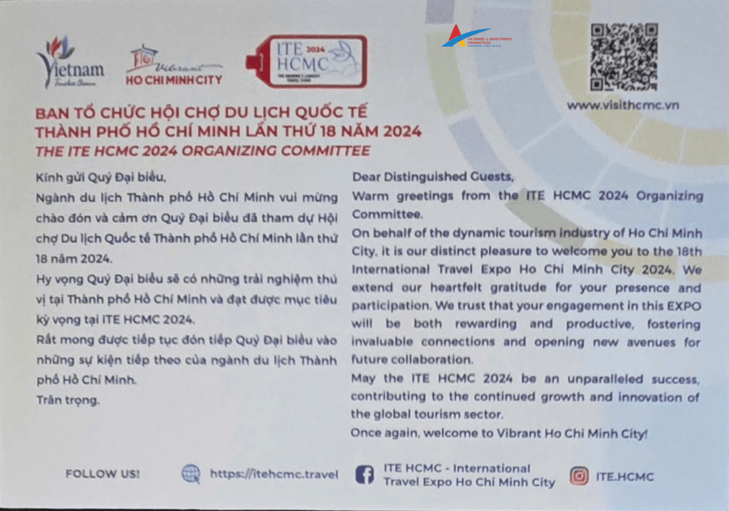 Thư mời tham dự chương trình Hội chợ Du lịch Quốc tế 2024