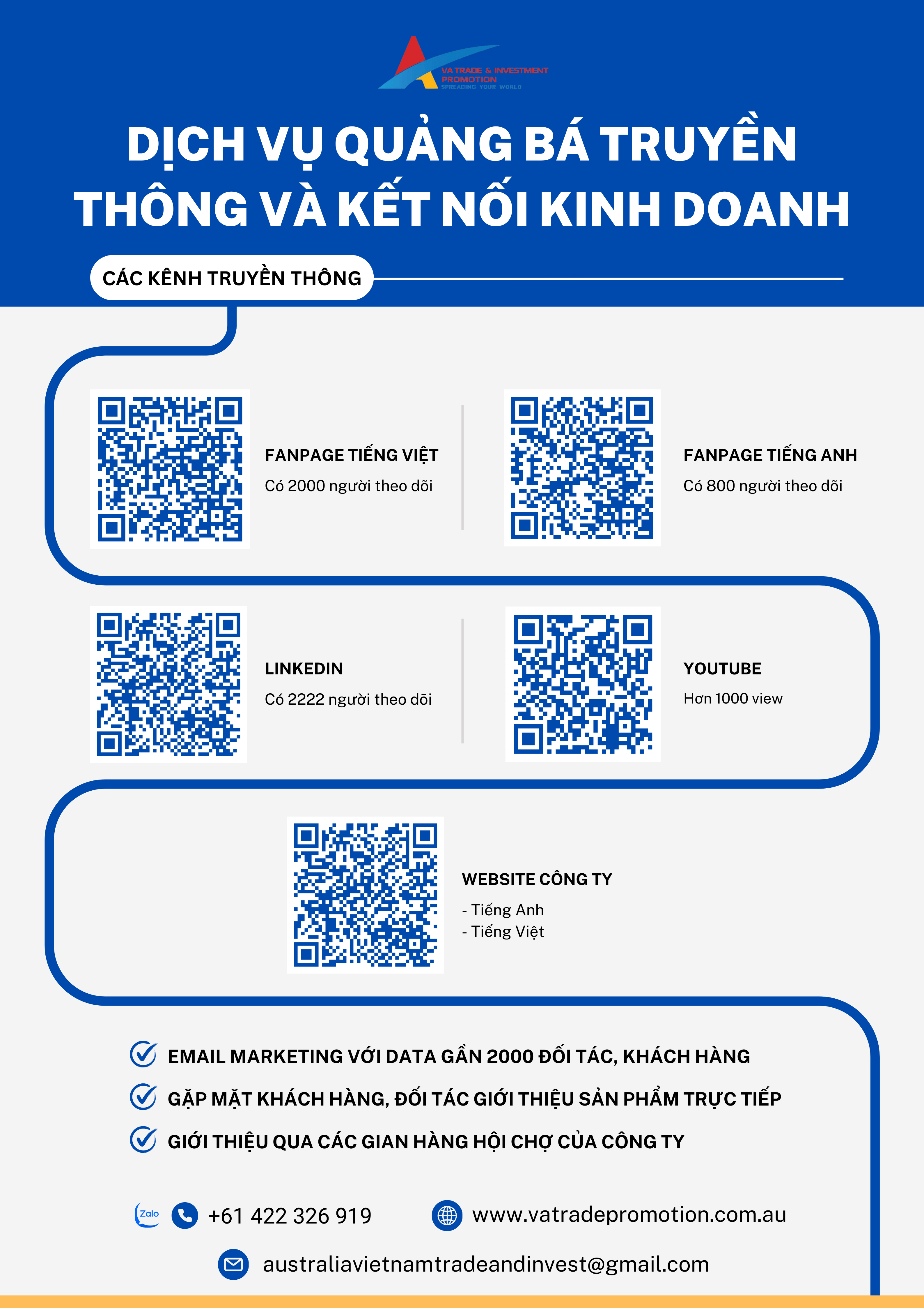 Dịch vụ Quảng bá Truyền thông và Kết nối kinh doanh